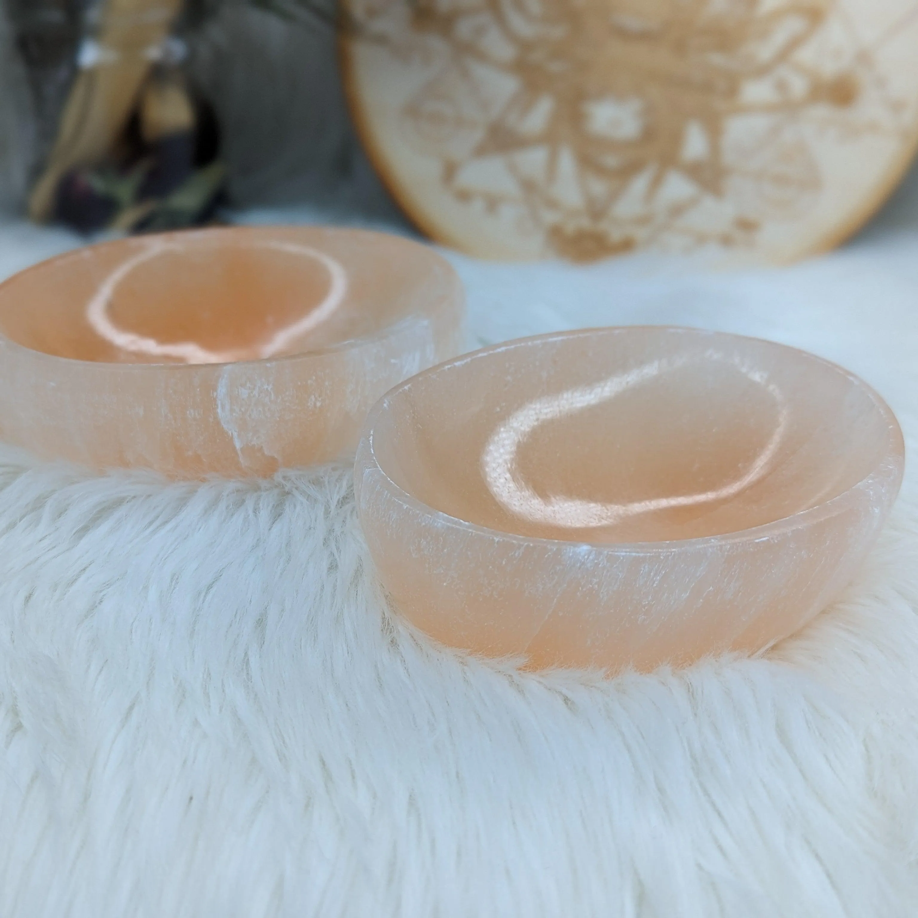 Large Orange Selenite Charging Dish ~ Oval ~