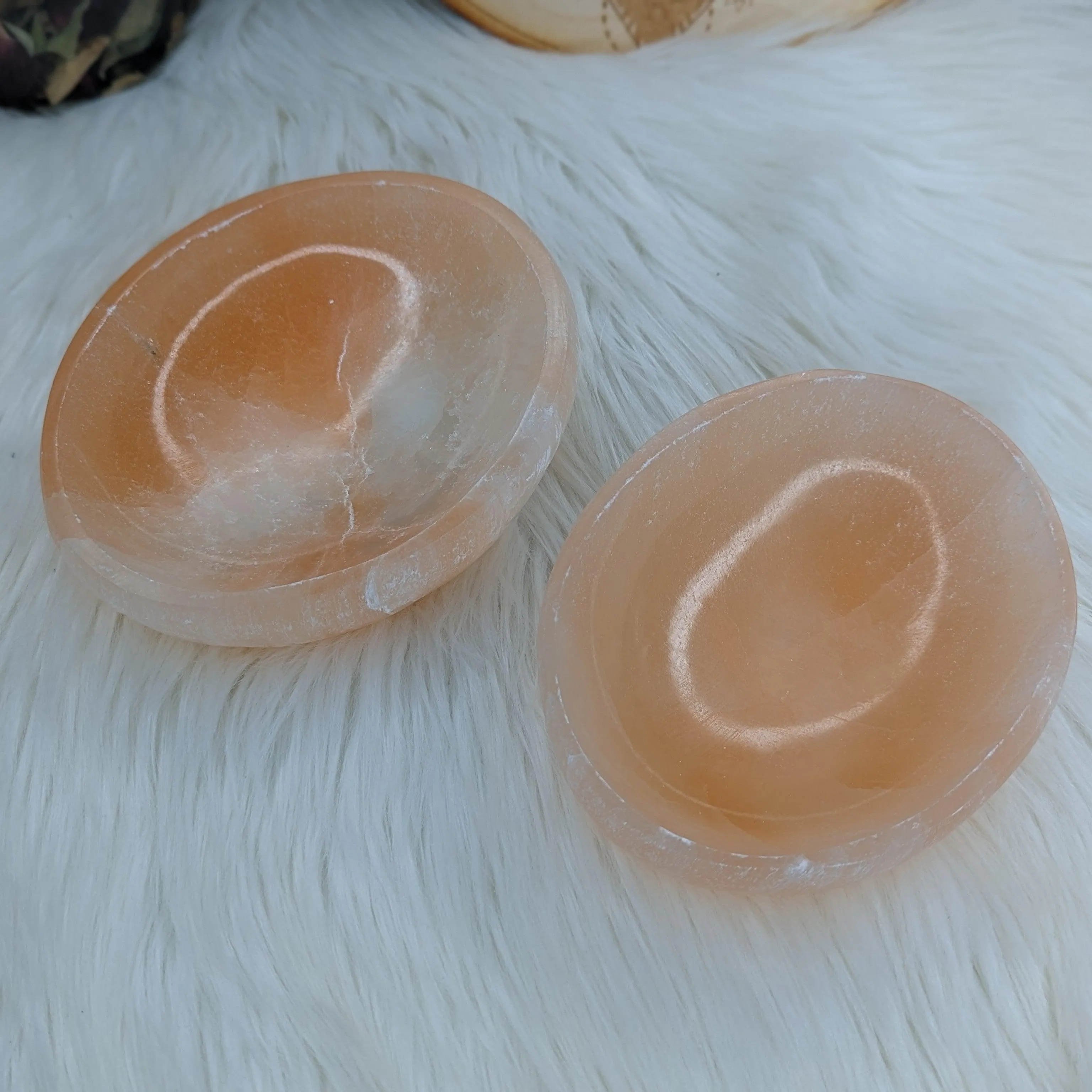 Large Orange Selenite Charging Dish ~ Oval ~