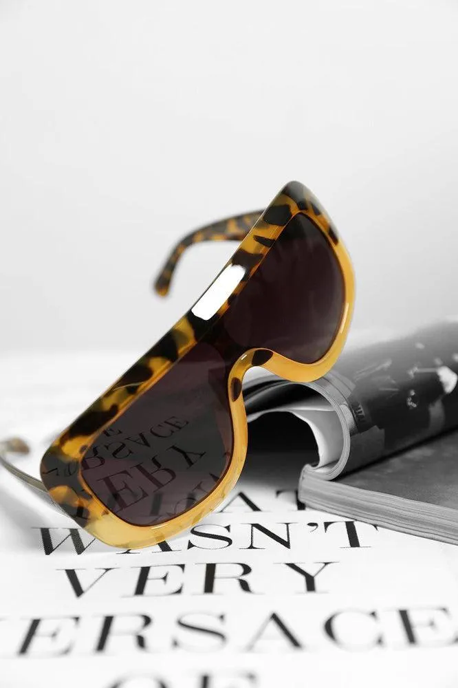 Large Straight Top Leopard Print Sunglasses