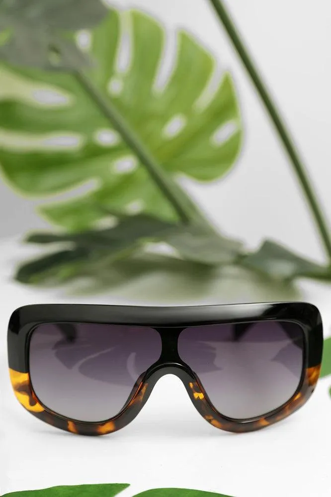 Large Straight Top Leopard Print Sunglasses