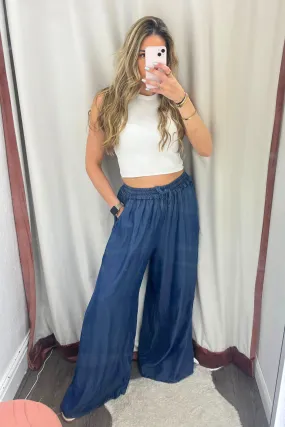 Light or Dark floaty elasticated denim pants