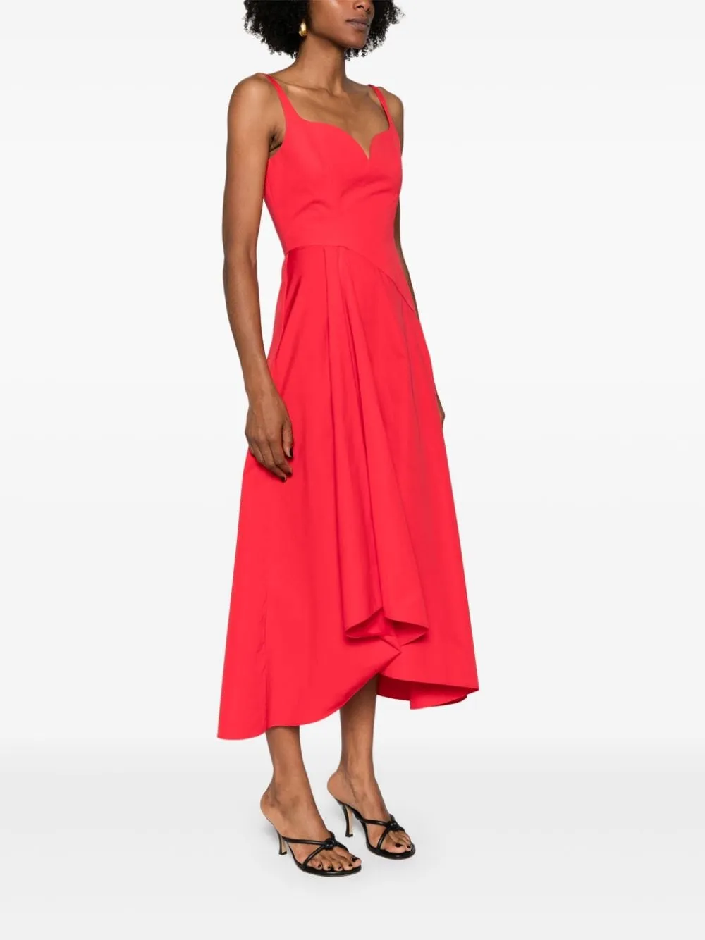 LUST RED ASYMMETRIC SWEETHEART DRESS