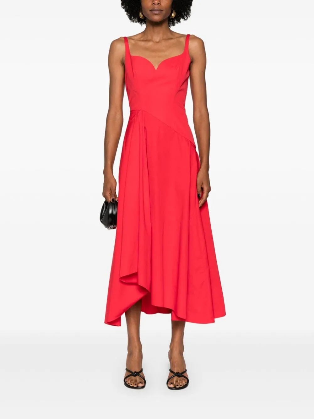 LUST RED ASYMMETRIC SWEETHEART DRESS