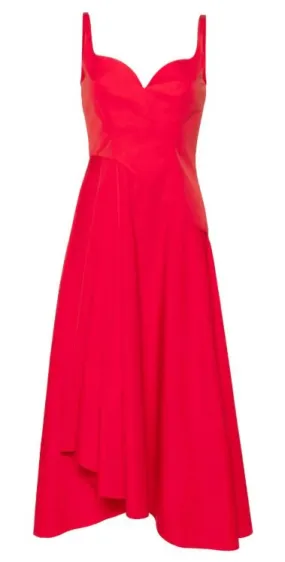 LUST RED ASYMMETRIC SWEETHEART DRESS