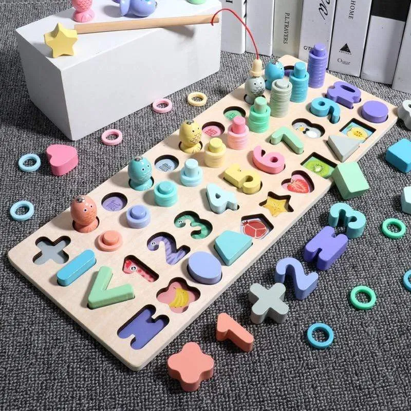 Macaron Montessori Wooden 3D Toys Childhood Learning Parent Child Baby Magination Intellectual Educational Toy for Kids Gift