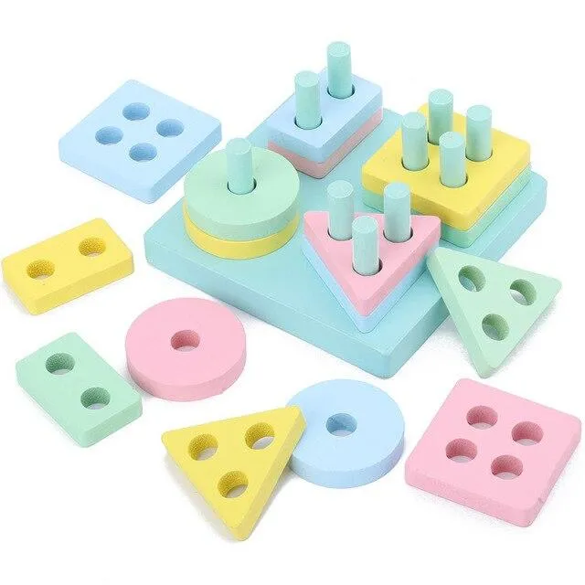 Macaron Montessori Wooden 3D Toys Childhood Learning Parent Child Baby Magination Intellectual Educational Toy for Kids Gift