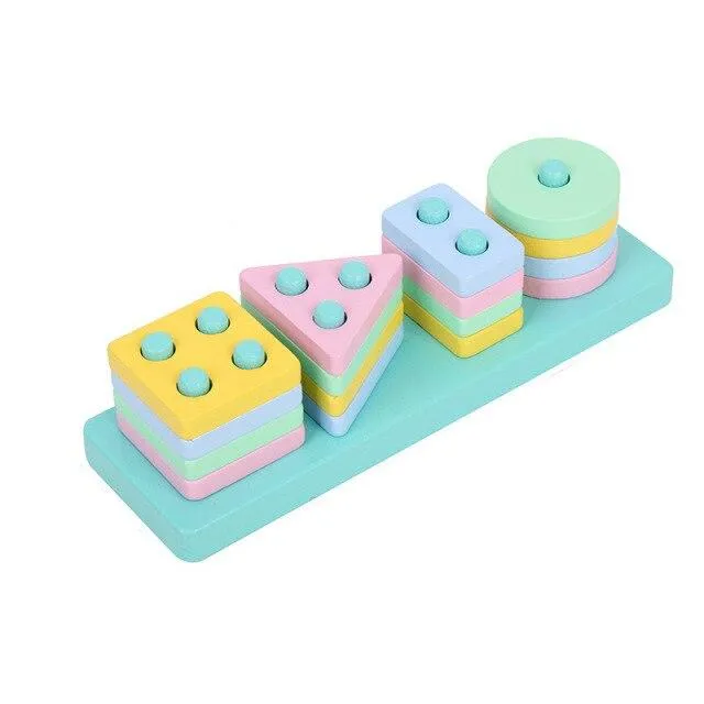 Macaron Montessori Wooden 3D Toys Childhood Learning Parent Child Baby Magination Intellectual Educational Toy for Kids Gift