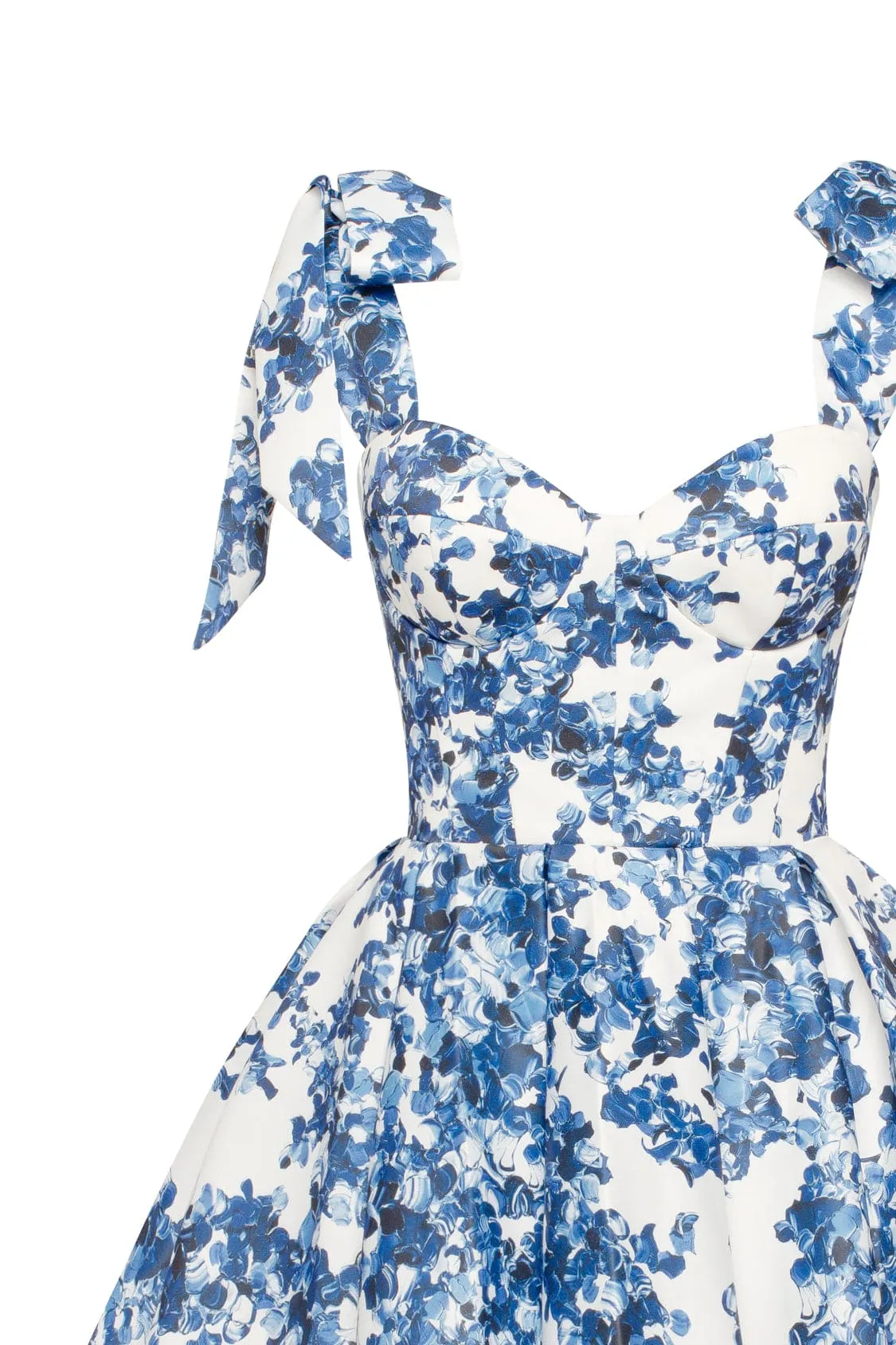 Marvelous blue hydrangea mini dress on straps, Garden of Eden