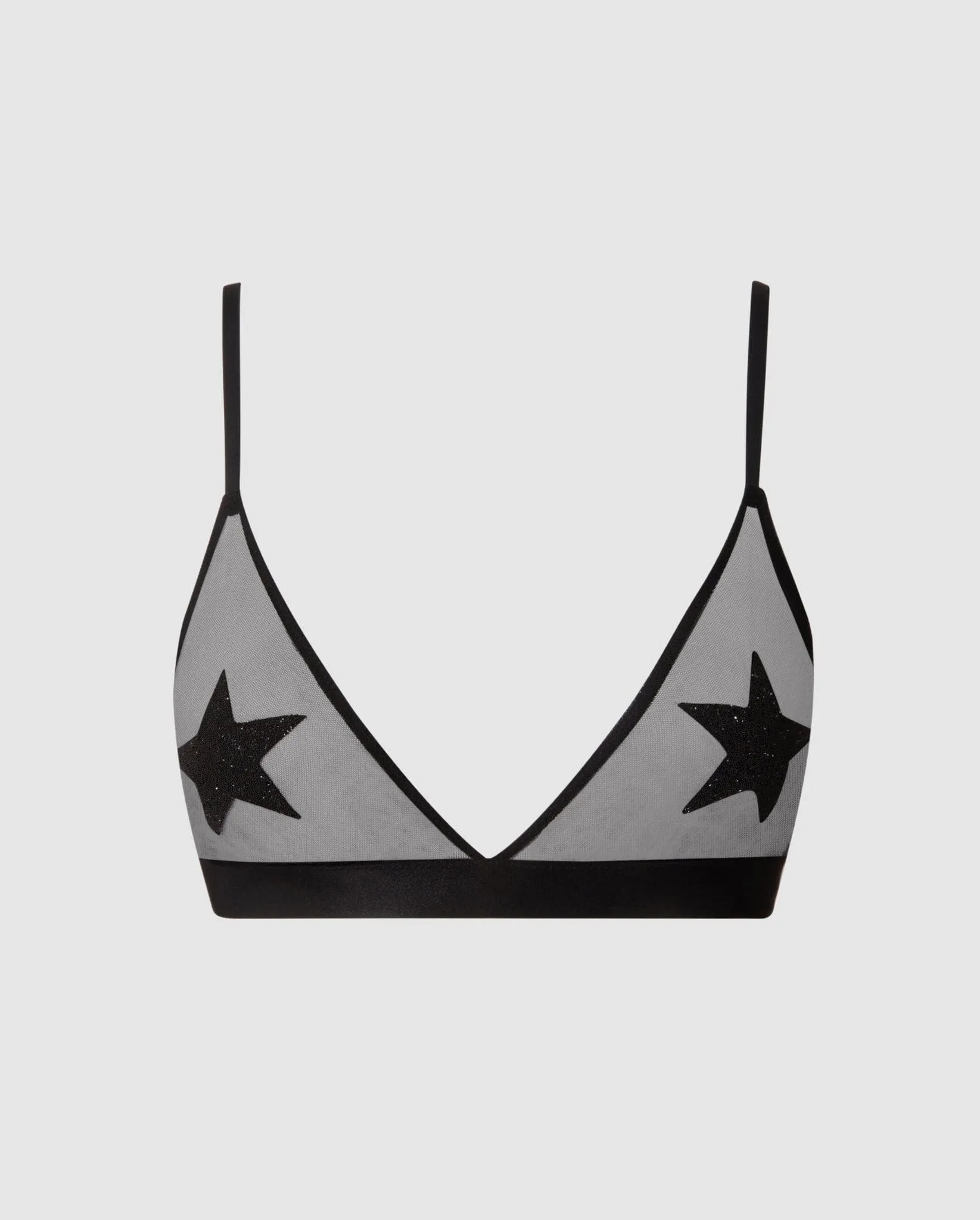 Mesh Triangle Bralette Black Crystal