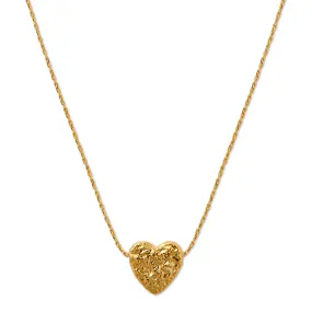 Molten Thread Through Heart Collar Necklace - Gold