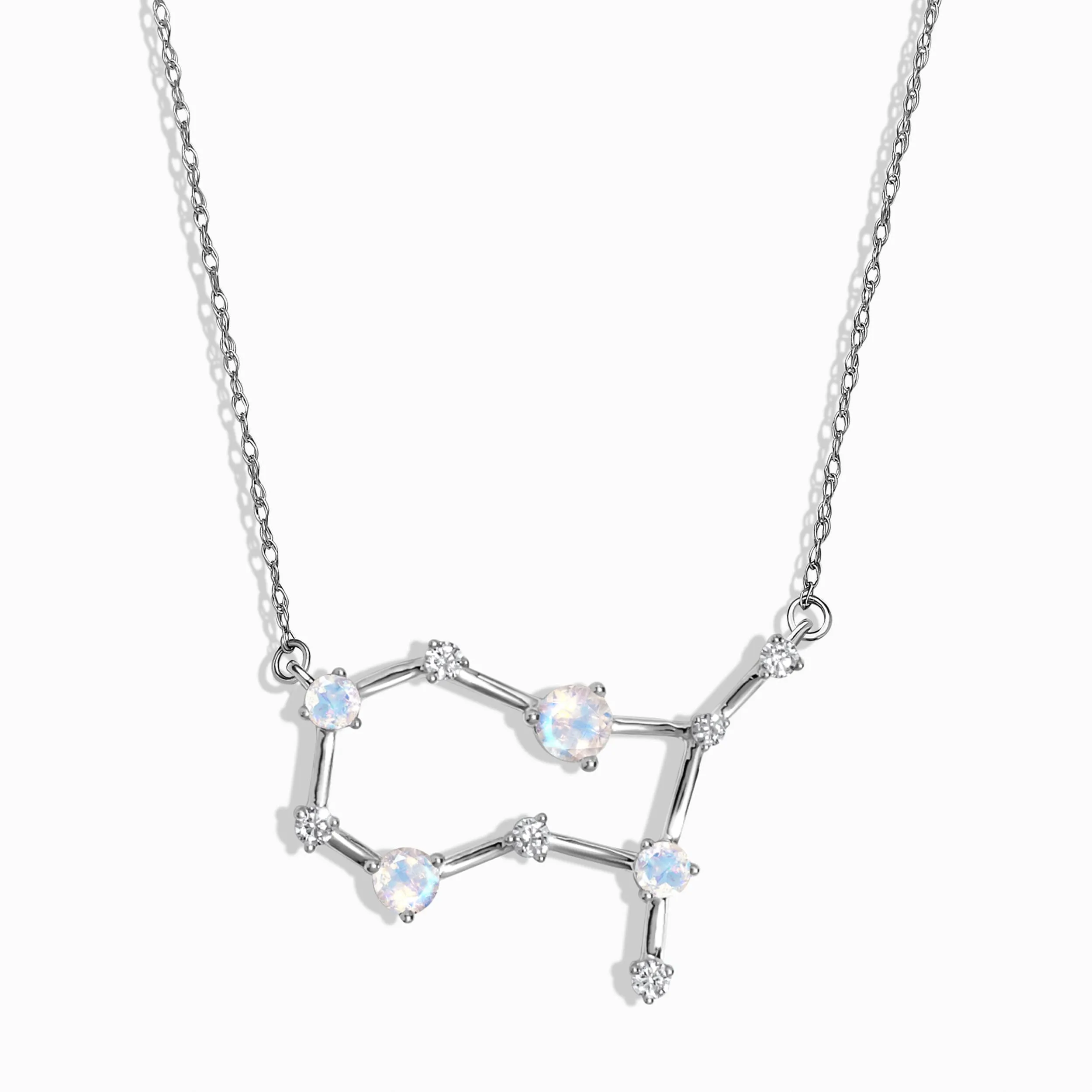 Moonstone Diamond Necklace - Gemini Zodiac Constellation