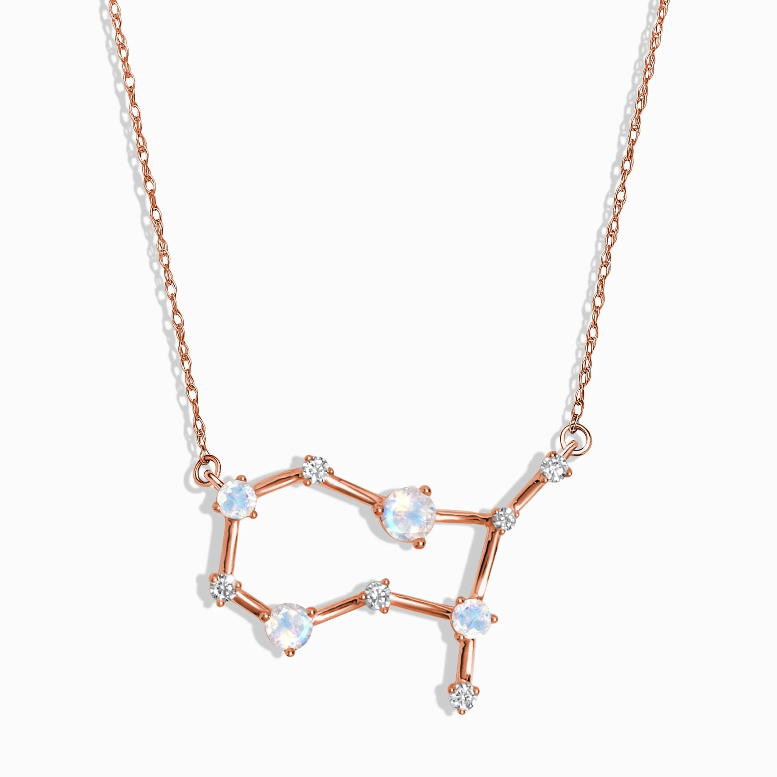 Moonstone Diamond Necklace - Gemini Zodiac Constellation