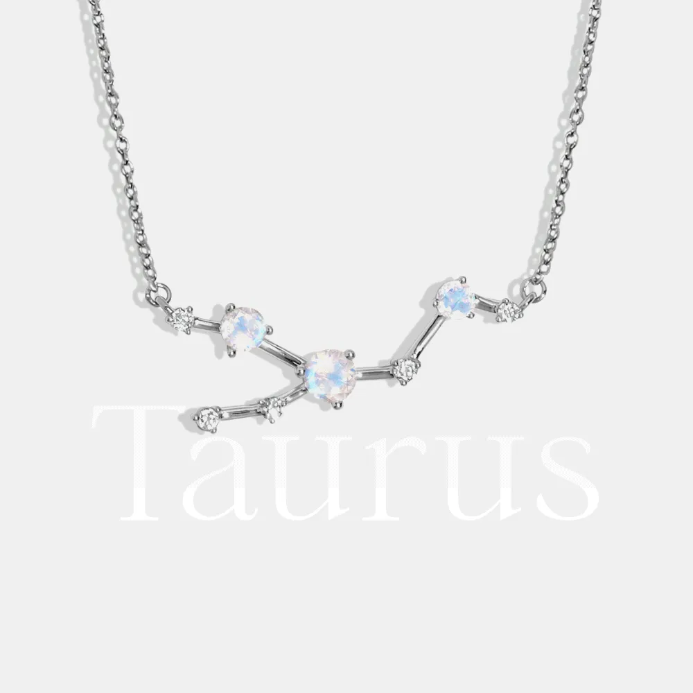 Moonstone Necklace - Taurus Zodiac Constellation