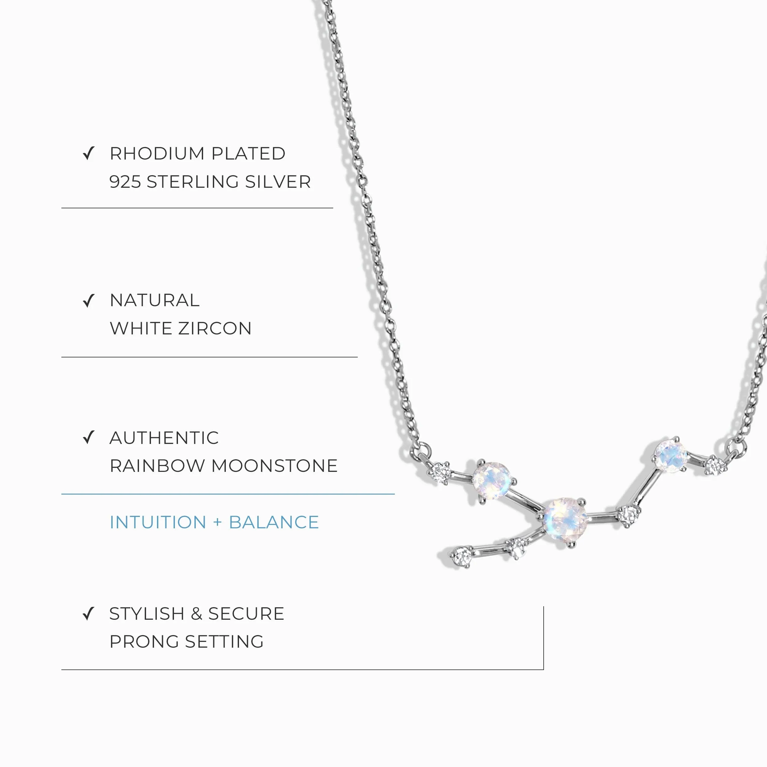 Moonstone Necklace - Taurus Zodiac Constellation