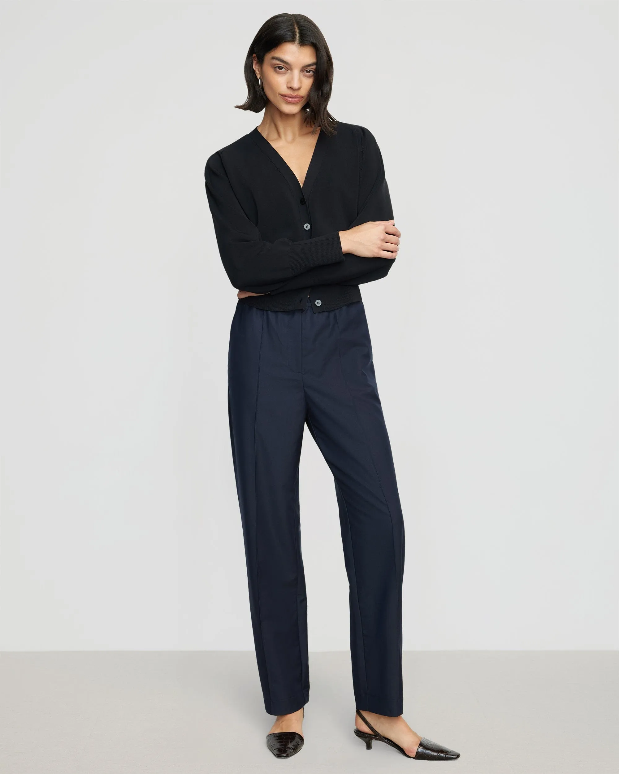 Nihal Front-Seam Stretch-Waist Pant