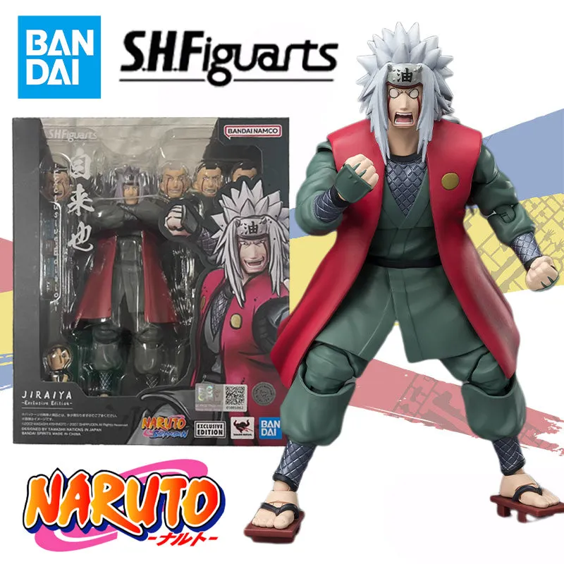 Original Bandai S.H.Figuarts SHF Anime Naruto Jiraiya SDCC Exclusive Edition Anime Action Figure Finished Model Kit Toy Gift for Kids