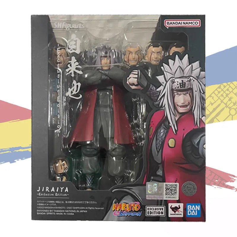 Original Bandai S.H.Figuarts SHF Anime Naruto Jiraiya SDCC Exclusive Edition Anime Action Figure Finished Model Kit Toy Gift for Kids