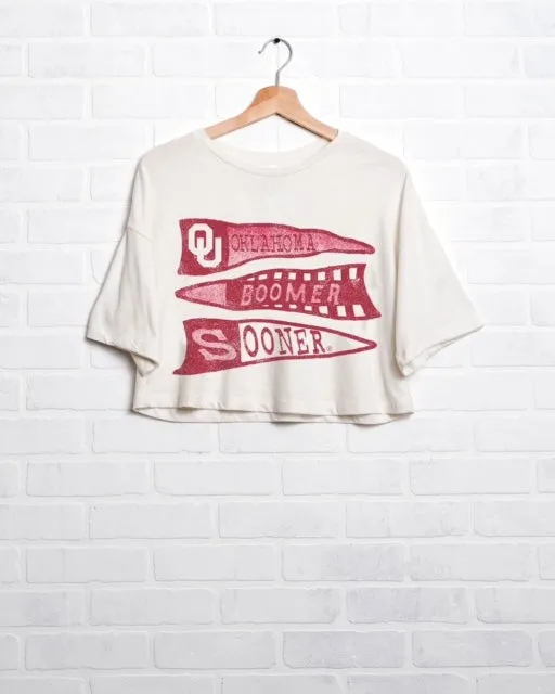 OU Sooners Pennant White Cropped Tee