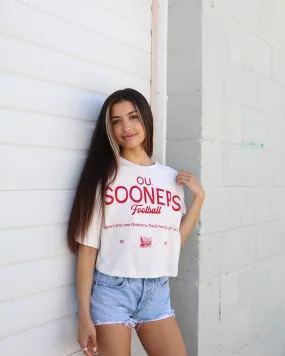 OU Sooners Shot Off White Cropped Tee