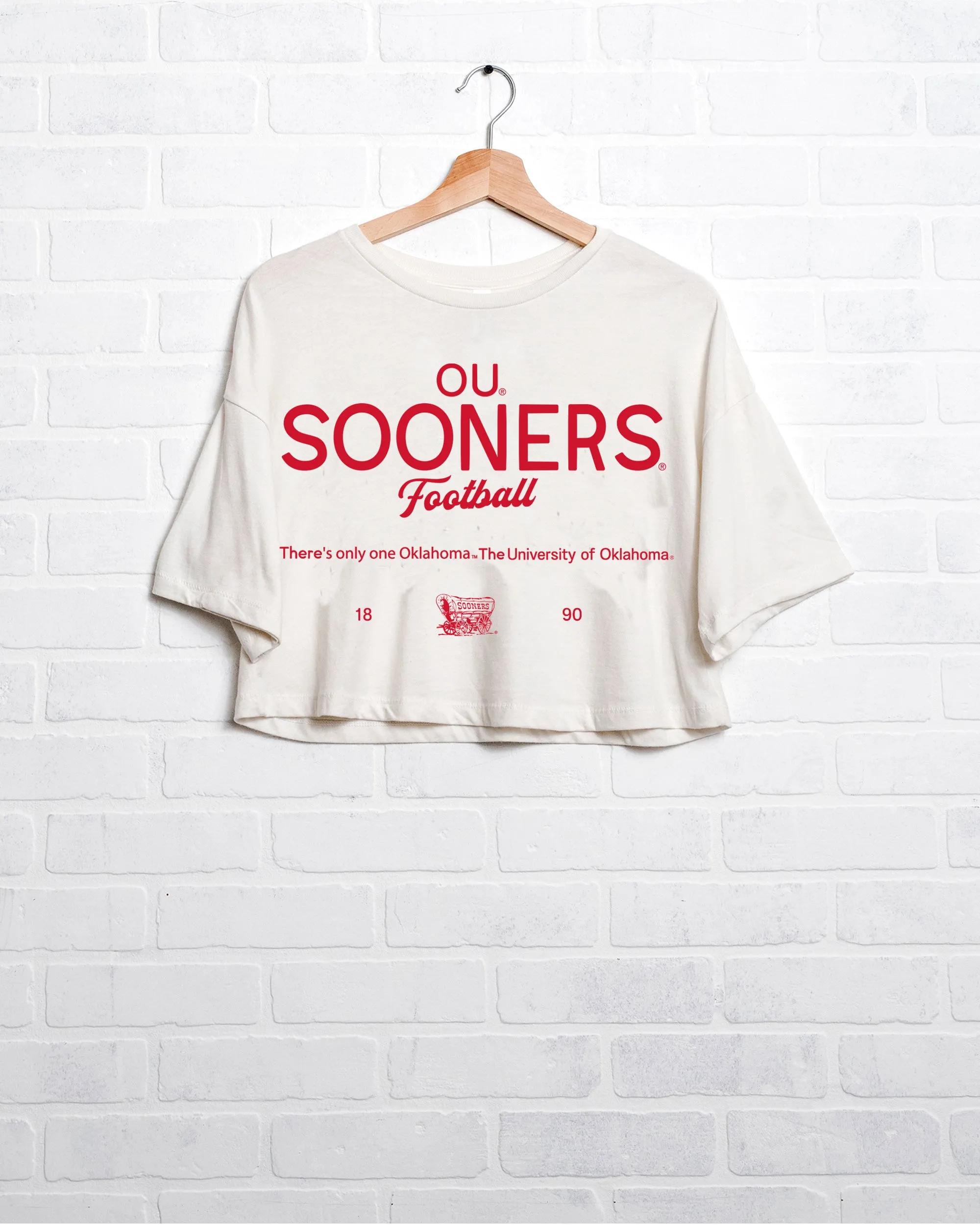 OU Sooners Shot Off White Cropped Tee