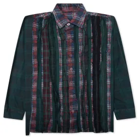 Over Dyed Ribbon Wide Shirt - Green