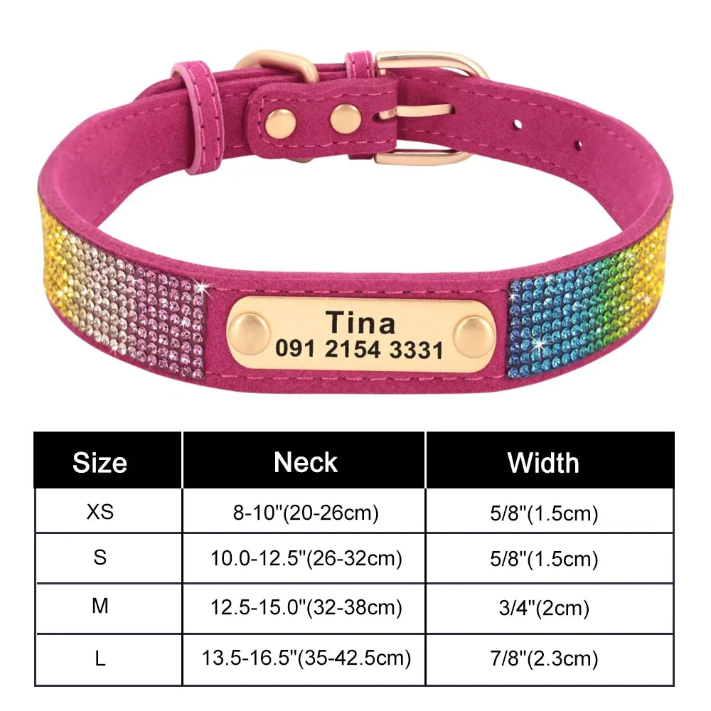 Personalized Dog Collar Bling Customized Anti-lost Pet ID Collar Adjustable Pet Necklace With Engraved Tag For Small Medium Dogs