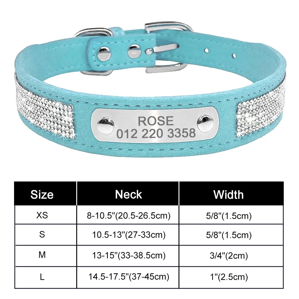 Personalized Dog Collar Bling Customized Anti-lost Pet ID Collar Adjustable Pet Necklace With Engraved Tag For Small Medium Dogs