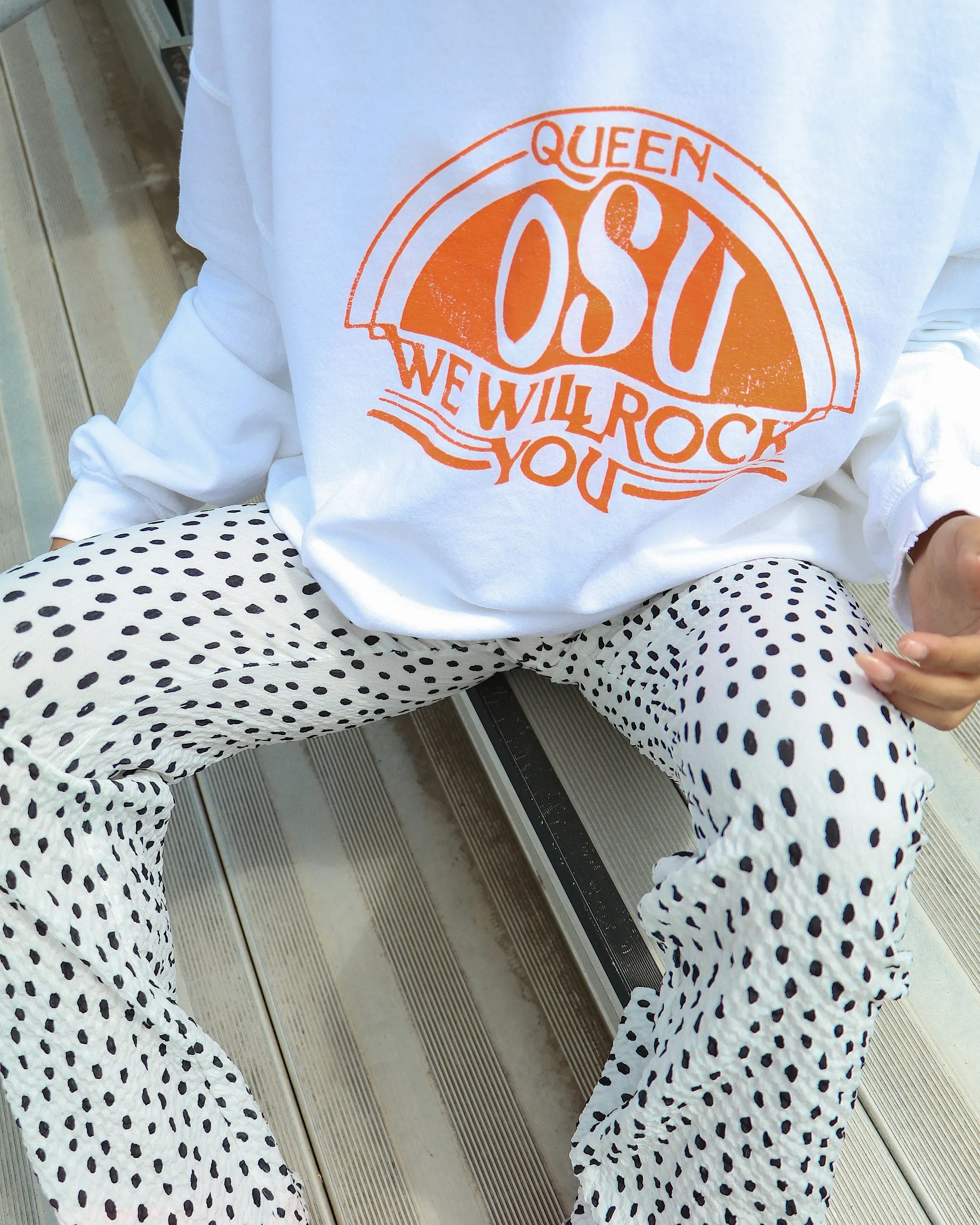 Queen OSU Cowboys Will Rock You White Thrifted Sweatshirt