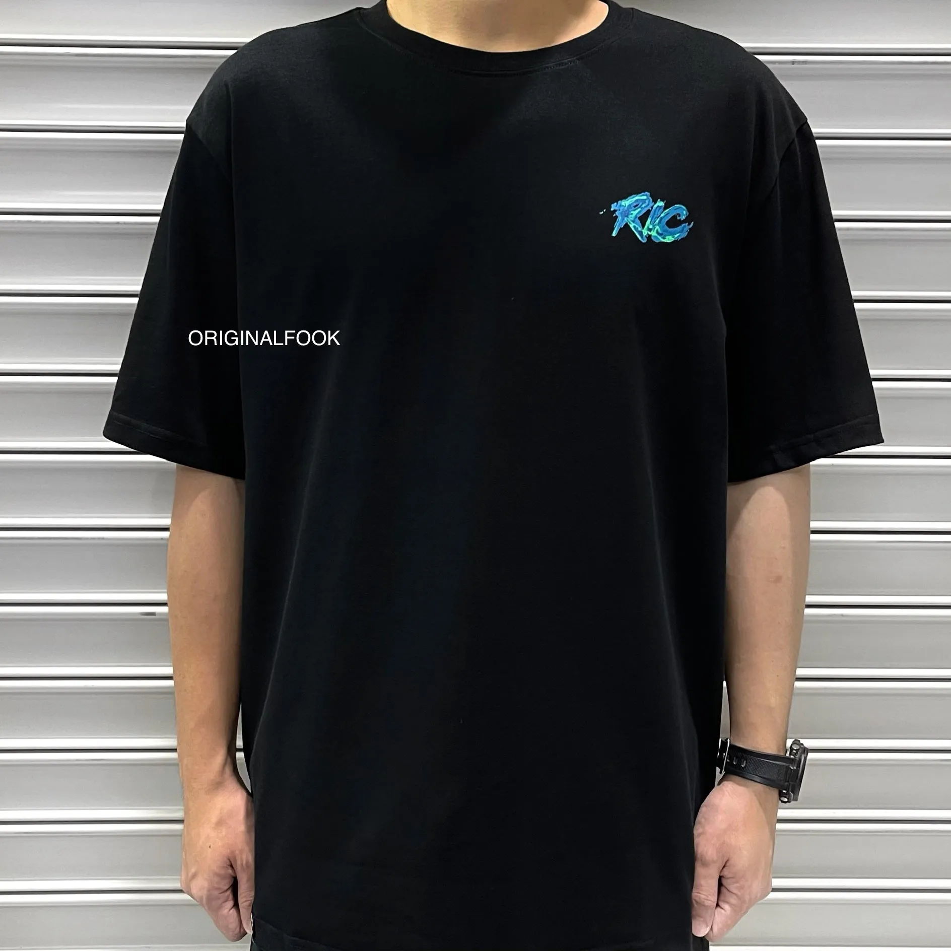 Rickyisclown [RIC] Blue Flame Smiley Tee Black [R8210329c-V6]