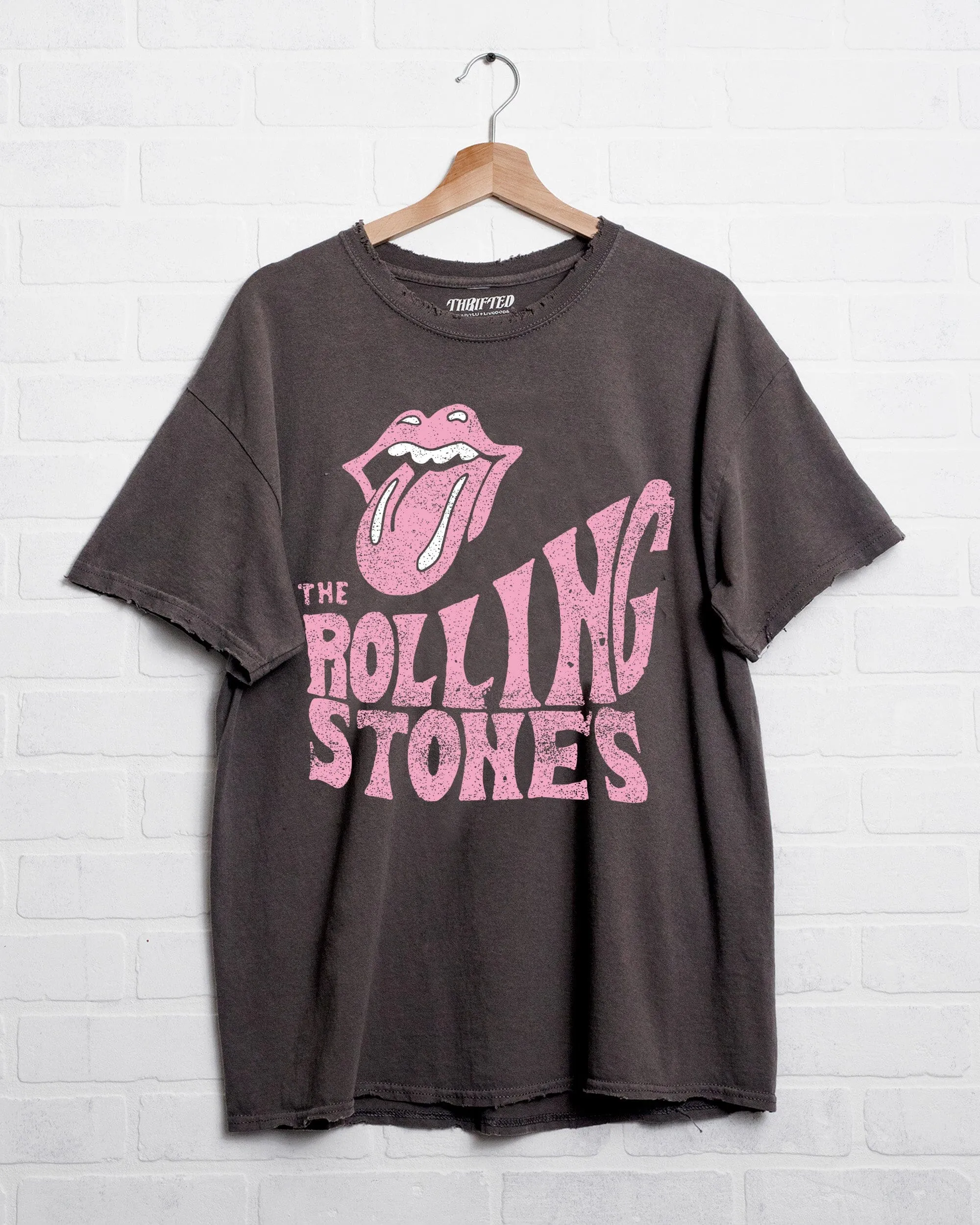 Rolling Stones Dazed Charcoal Thrifted Distressed Tee