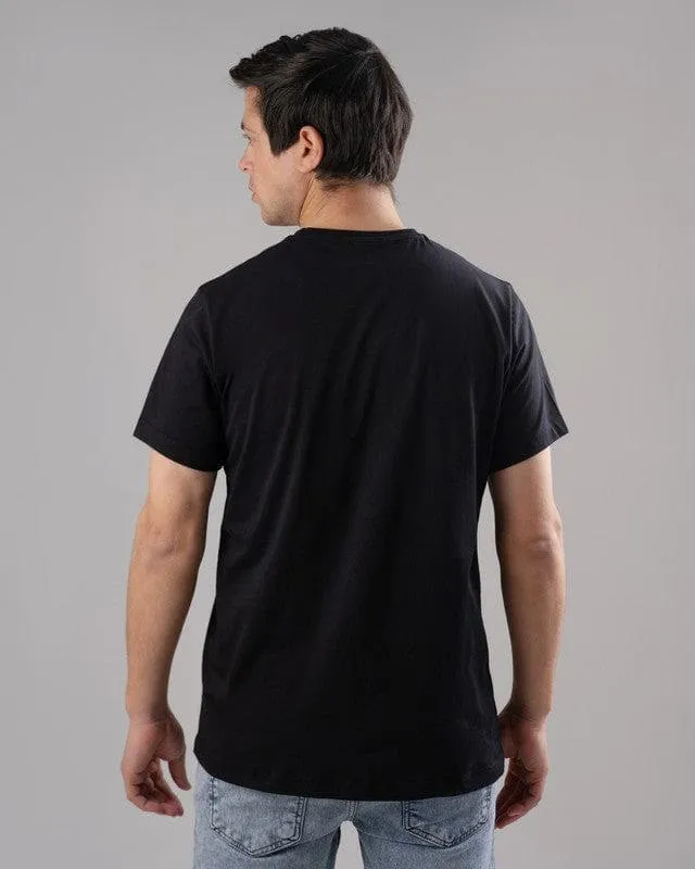 ROUND NECK PRINTED T-SHIRT - BLACK