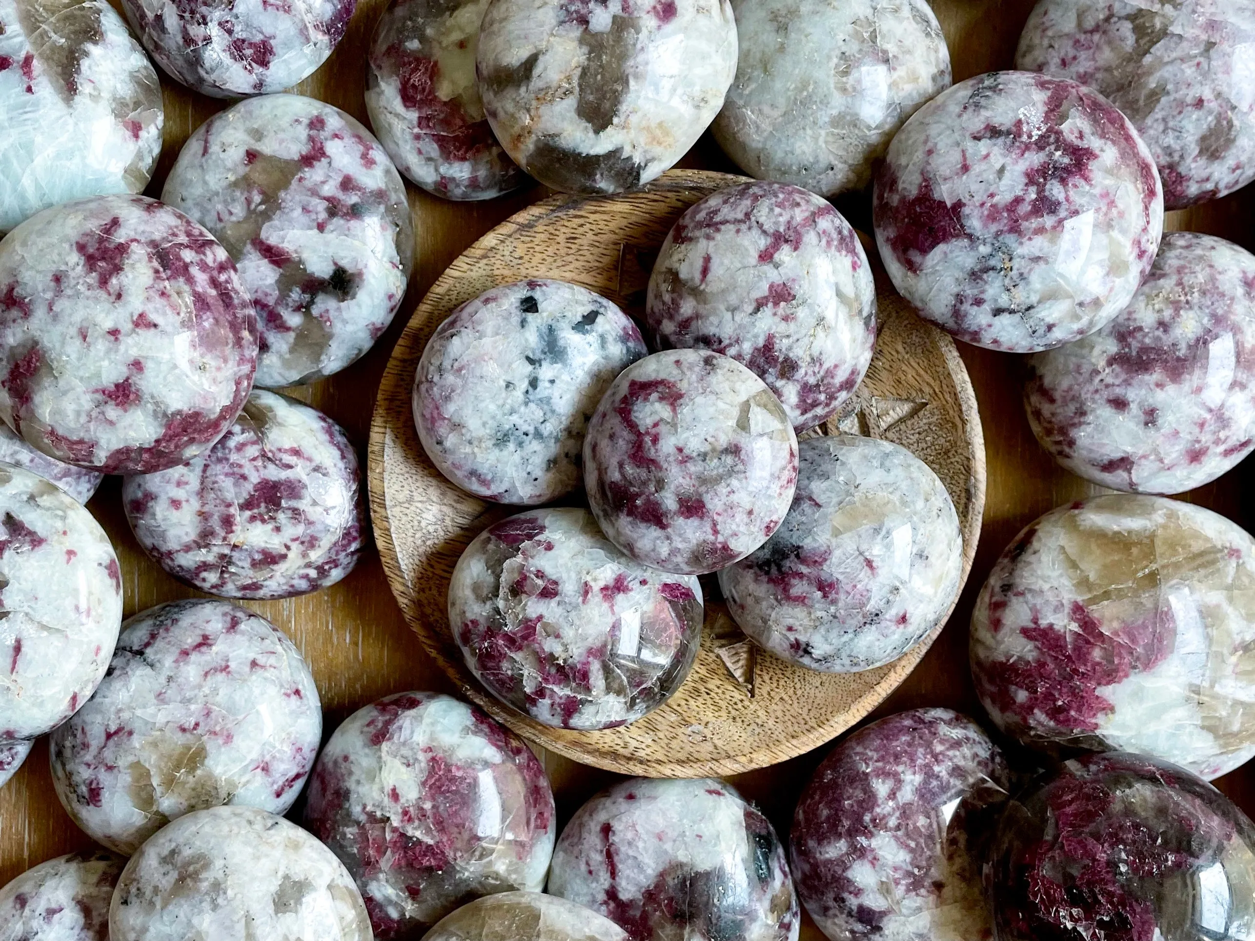 Rubellite Round Puffy Palm Stone