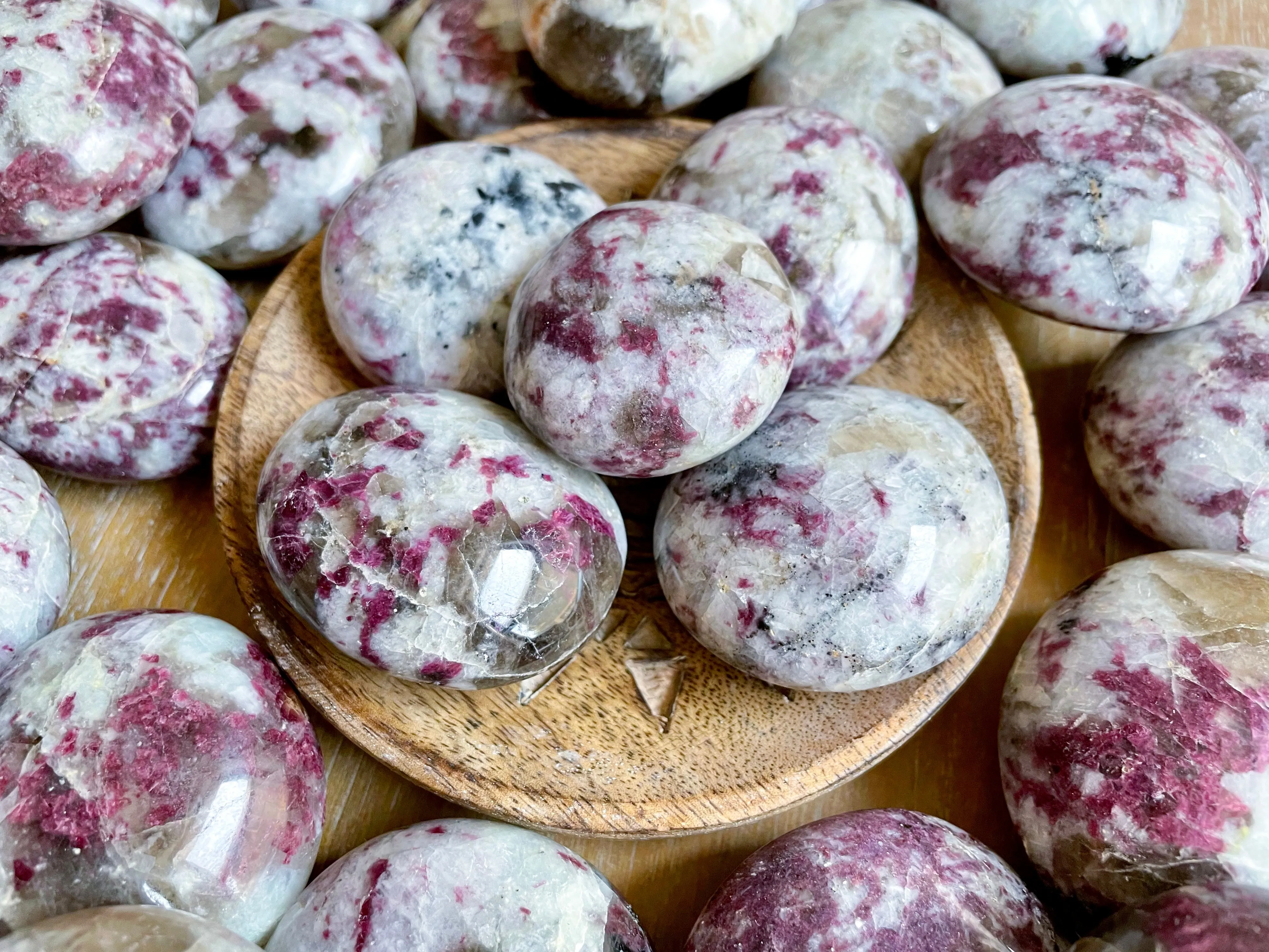 Rubellite Round Puffy Palm Stone