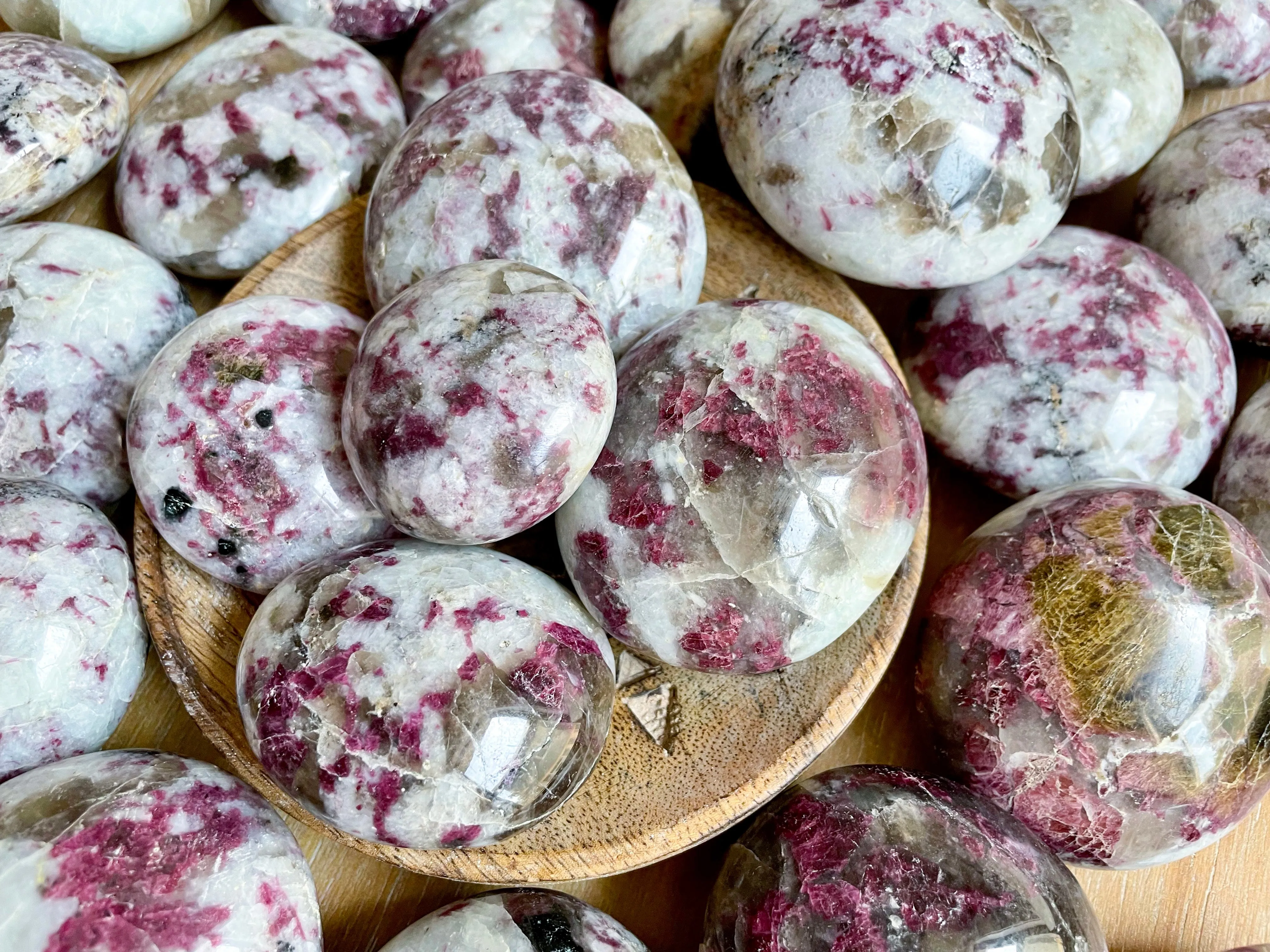 Rubellite Round Puffy Palm Stone