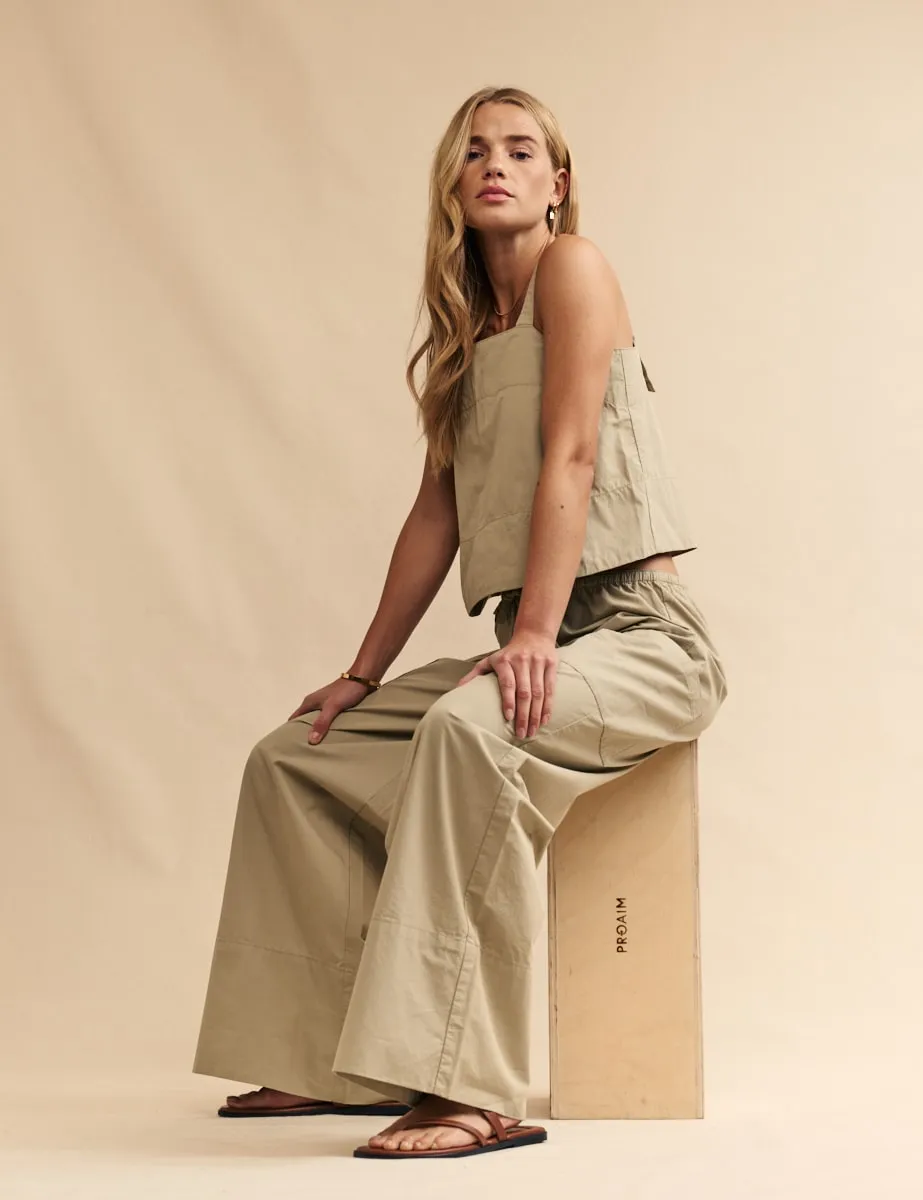 Sage Green Drawstring Cargo Trousers