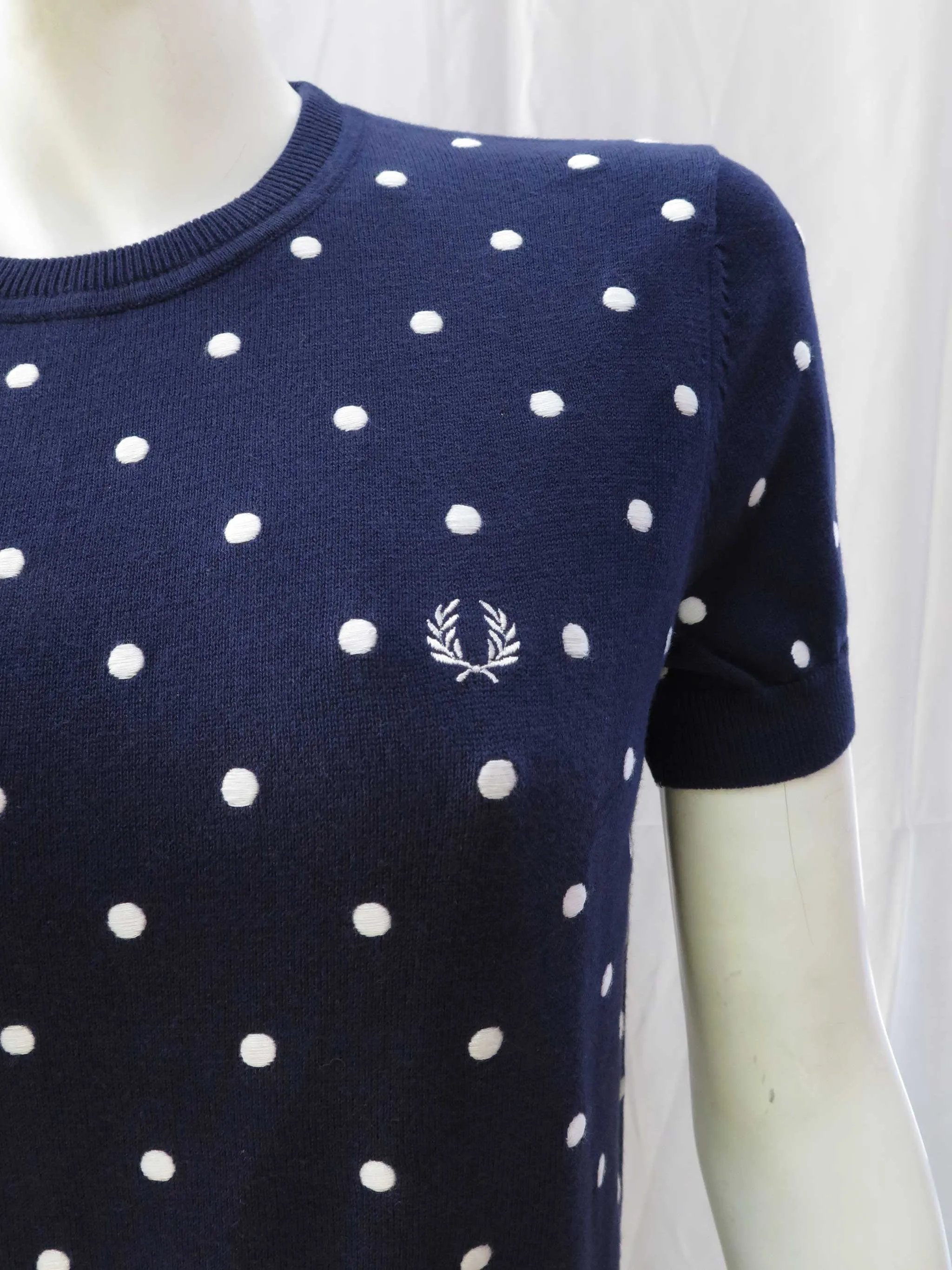 Short Sleeve Polka Dot Sweater (carbon blue)