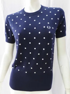 Short Sleeve Polka Dot Sweater (carbon blue)