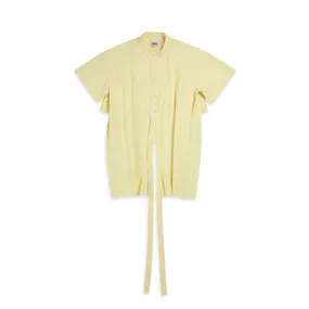 Striped Hi Low Wrap Shirt Yellow Cream Stripe