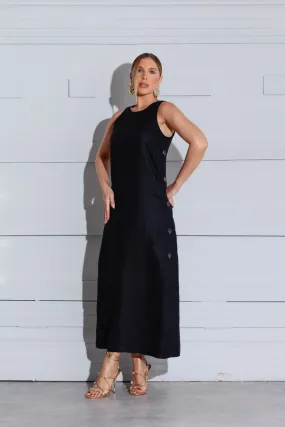 VESTIDO ANAMS PRETO MAYA BOTOES