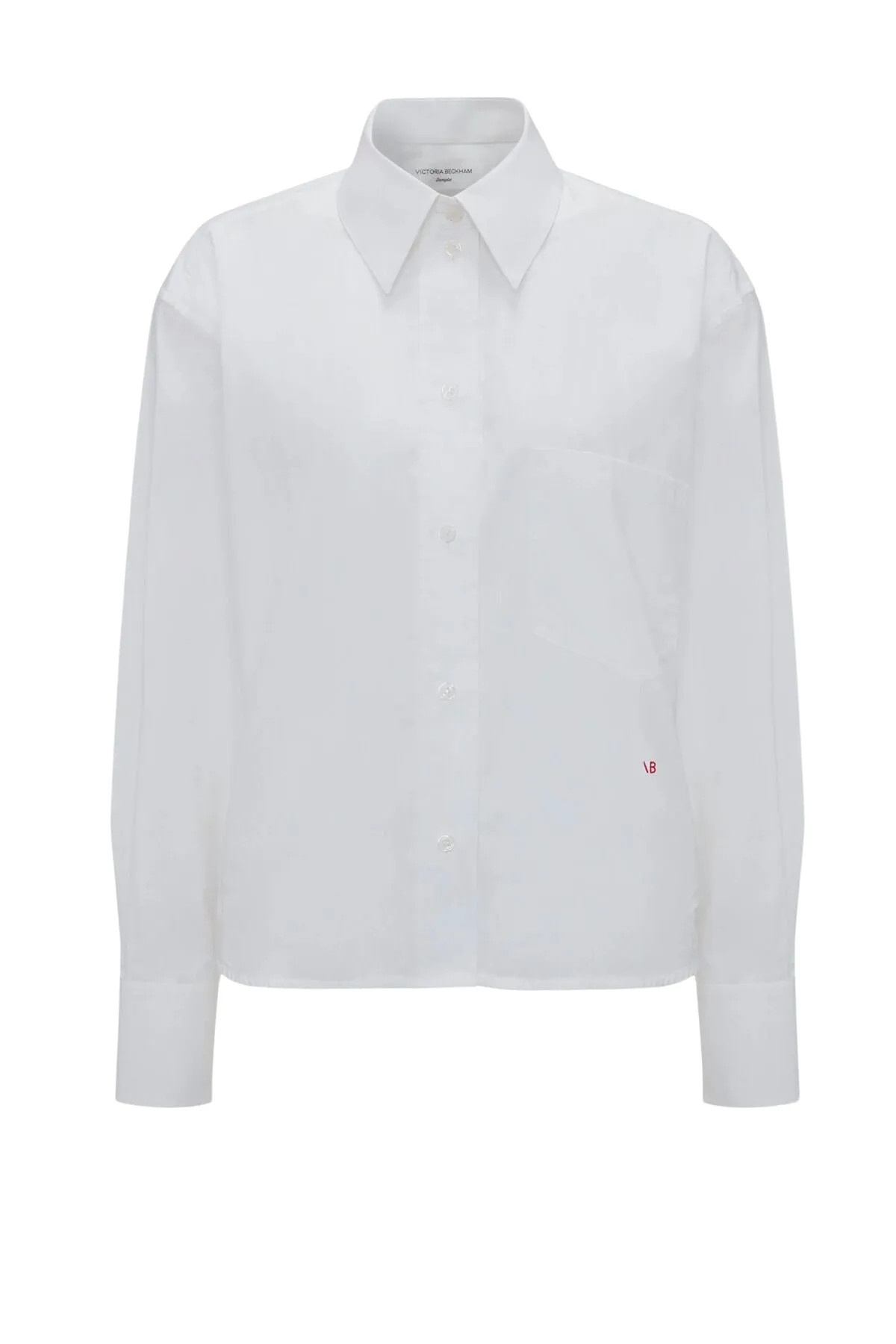 Victoria Beckham Long Sleeve Cropped Cotton Shirt - White