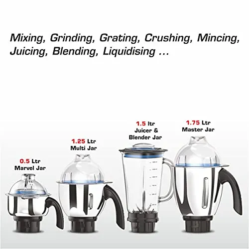 Vidiem MG 608 A Tusker 750 Watts Mixer Grinder with 4 Jars Kitchen Appliances