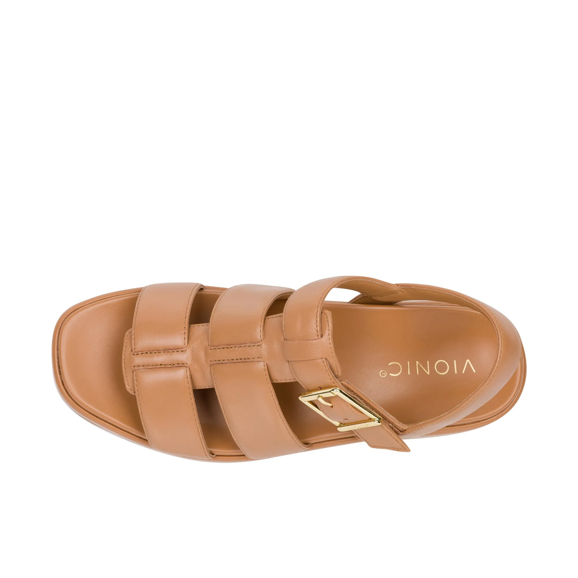 Vionic Womens Delano Platform Wedge Sandal Camel