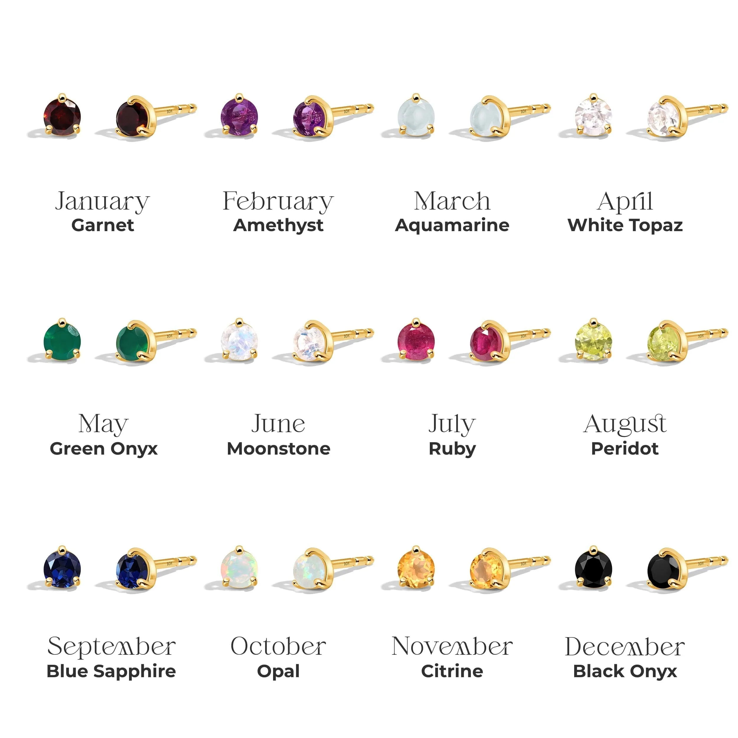 Zodiac Birthstone Studs - Aries Aquamarine