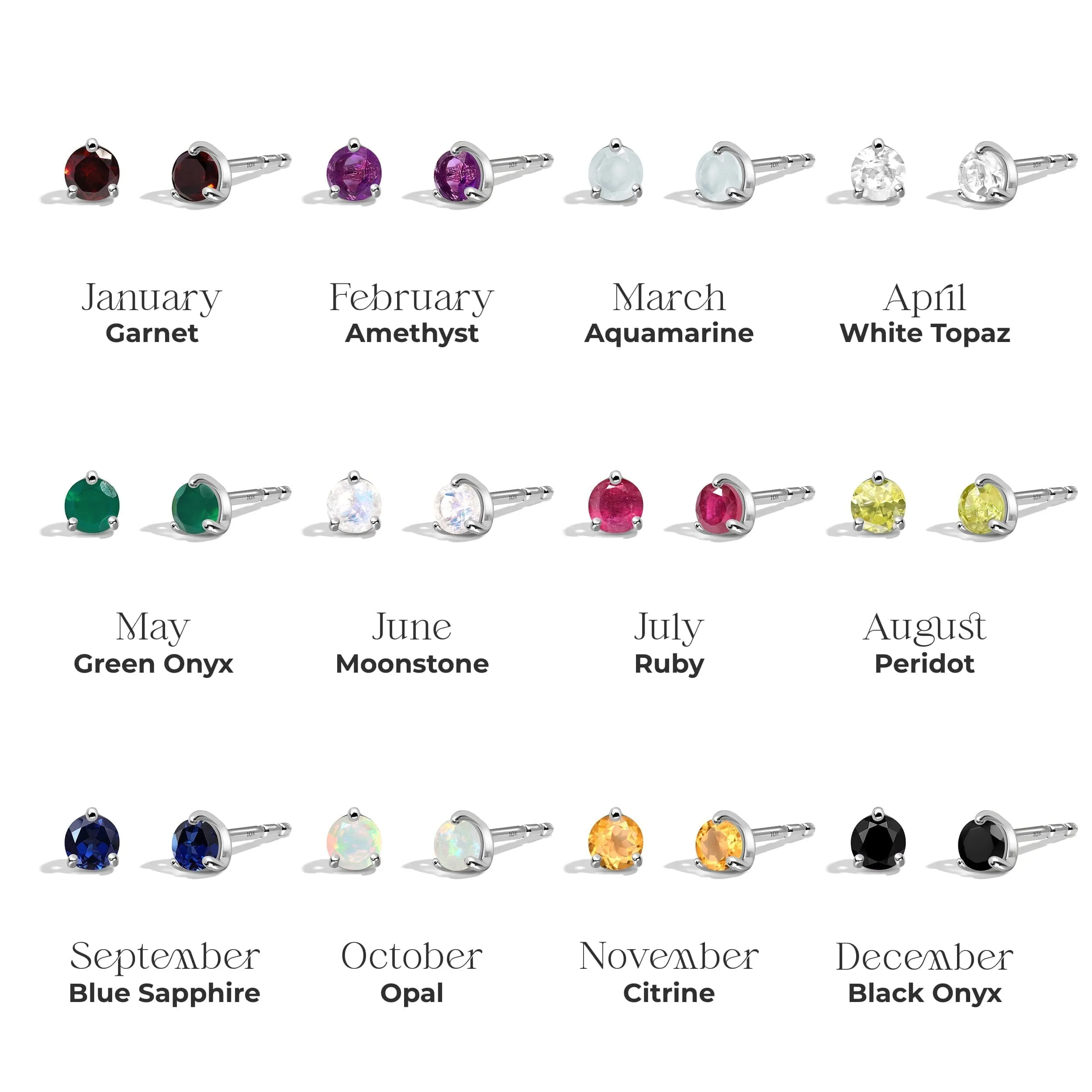 Zodiac Birthstone Studs - Aries White Topaz