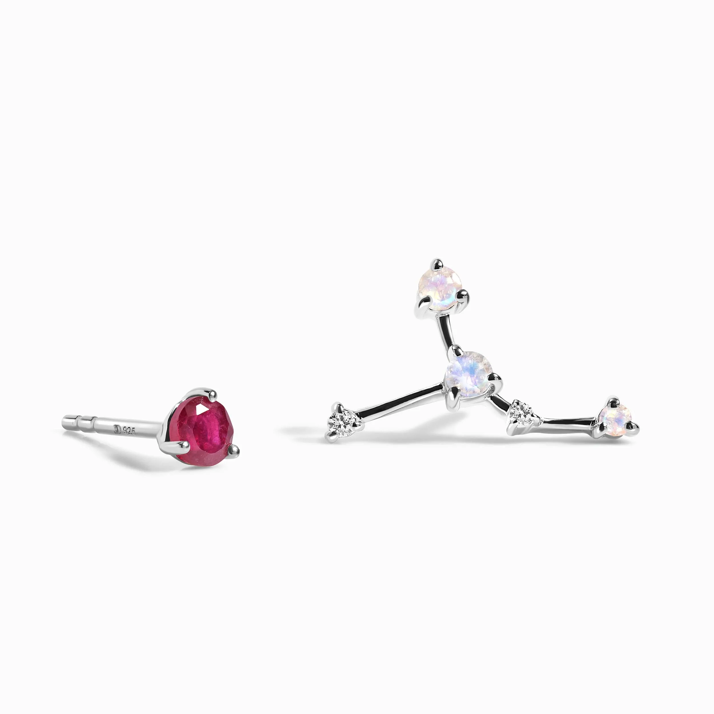 Zodiac Birthstone Studs - Cancer Ruby