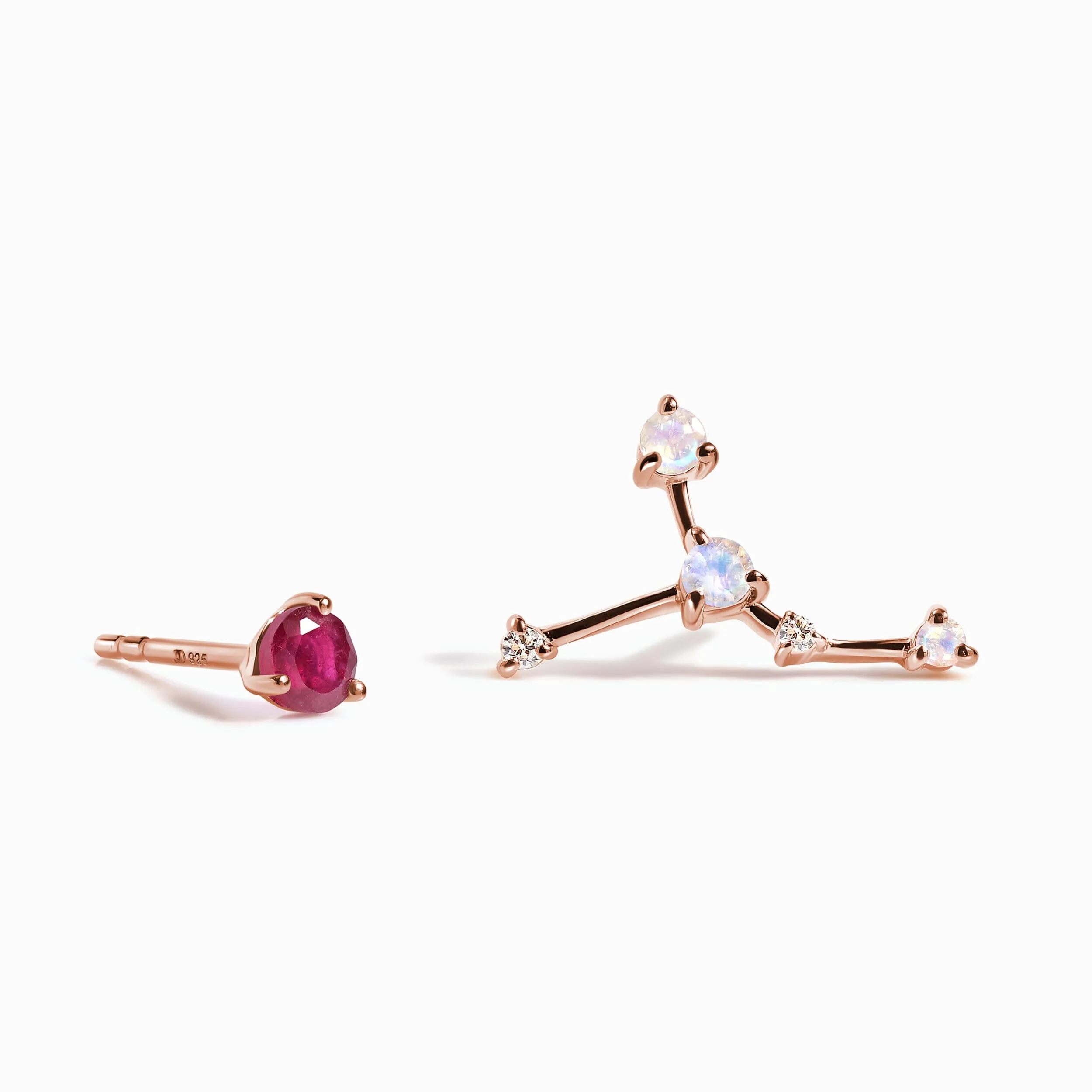 Zodiac Birthstone Studs - Cancer Ruby