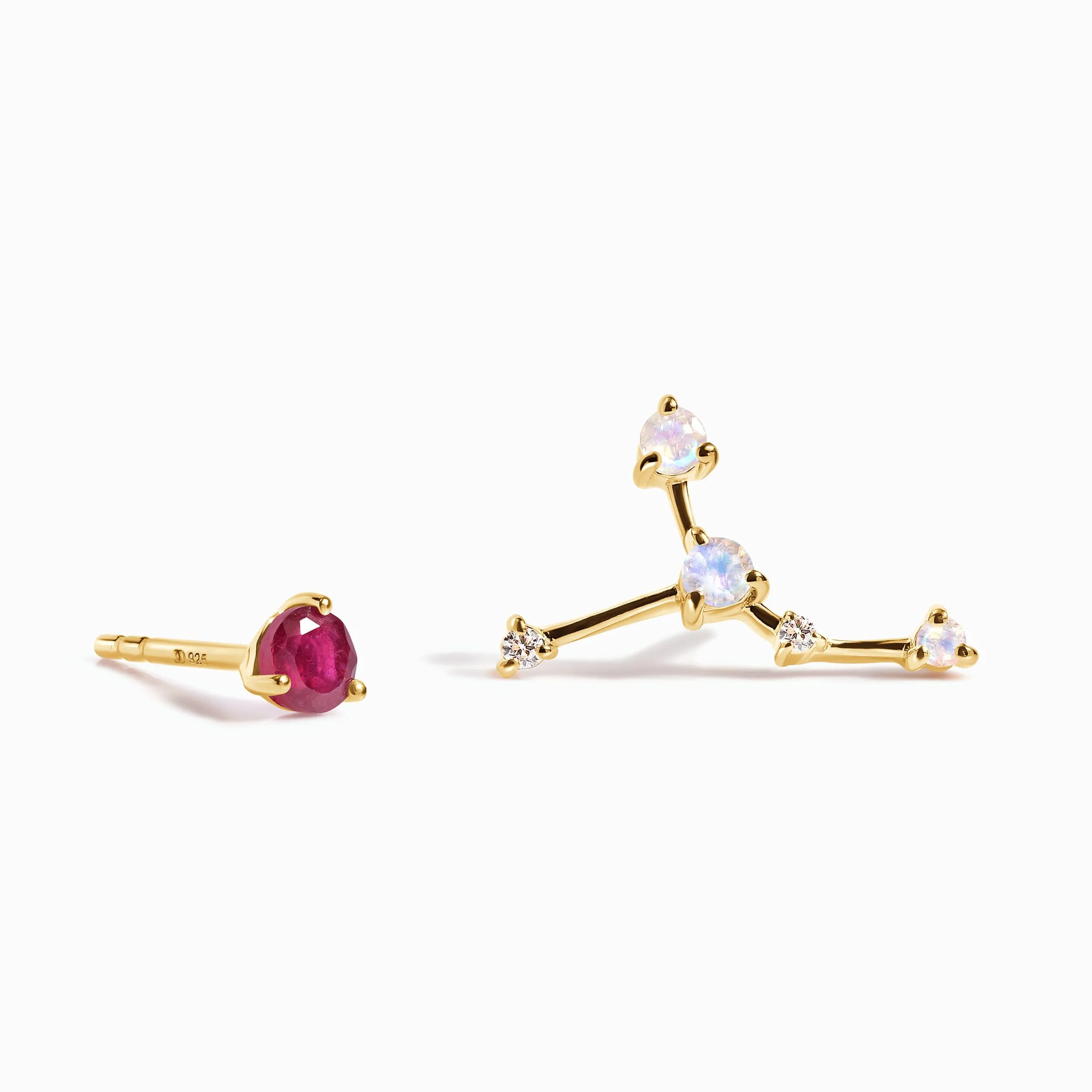 Zodiac Birthstone Studs - Cancer Ruby